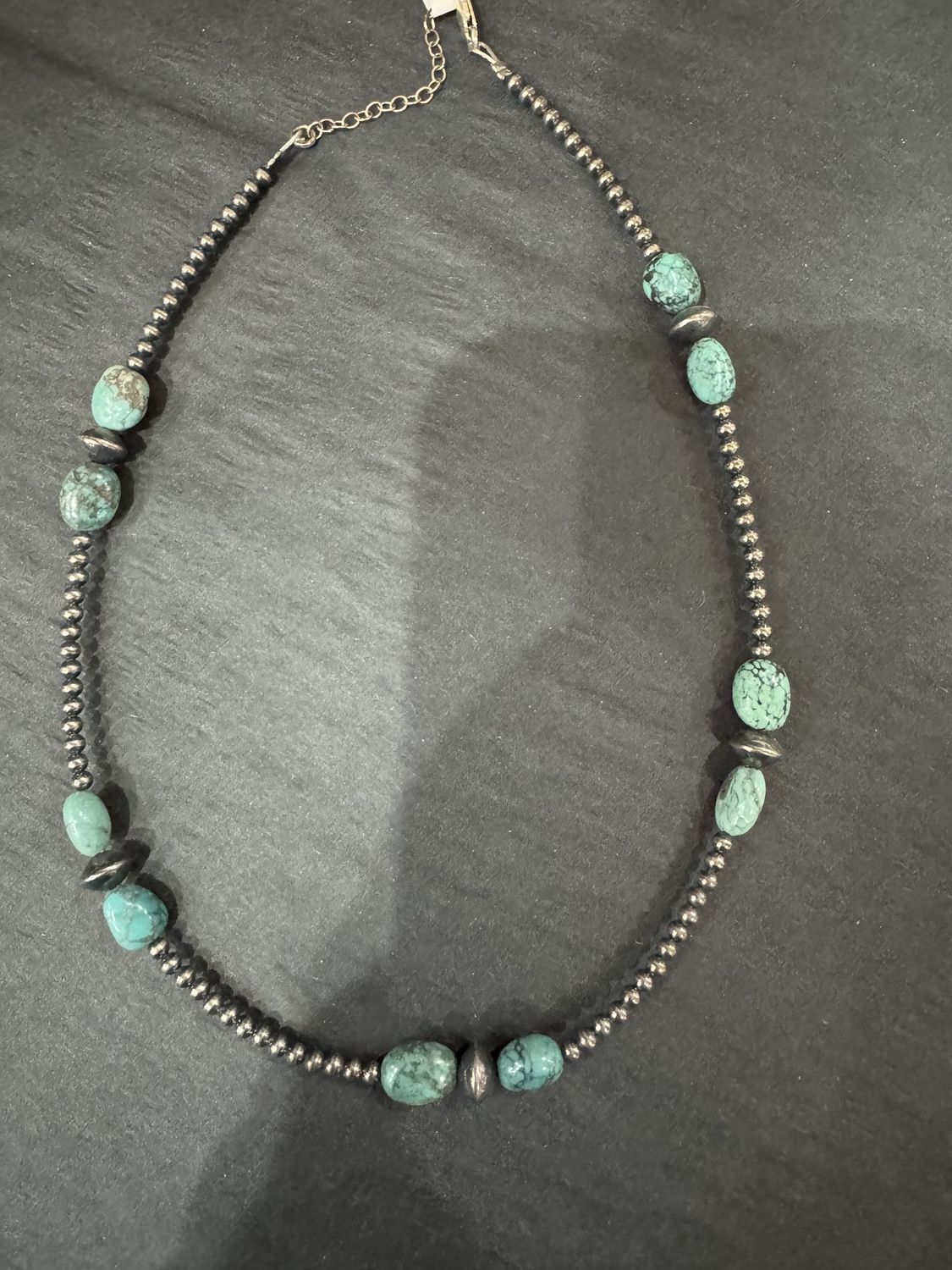 BF 3 mm Navajo Choker - Real Navajo Beads Jewelry with Blue Tur