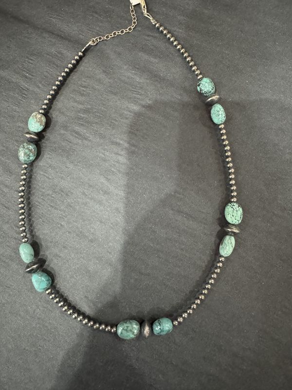 BF 3 mm Navajo Choker - Real Navajo Beads Jewelry with Blue Tur