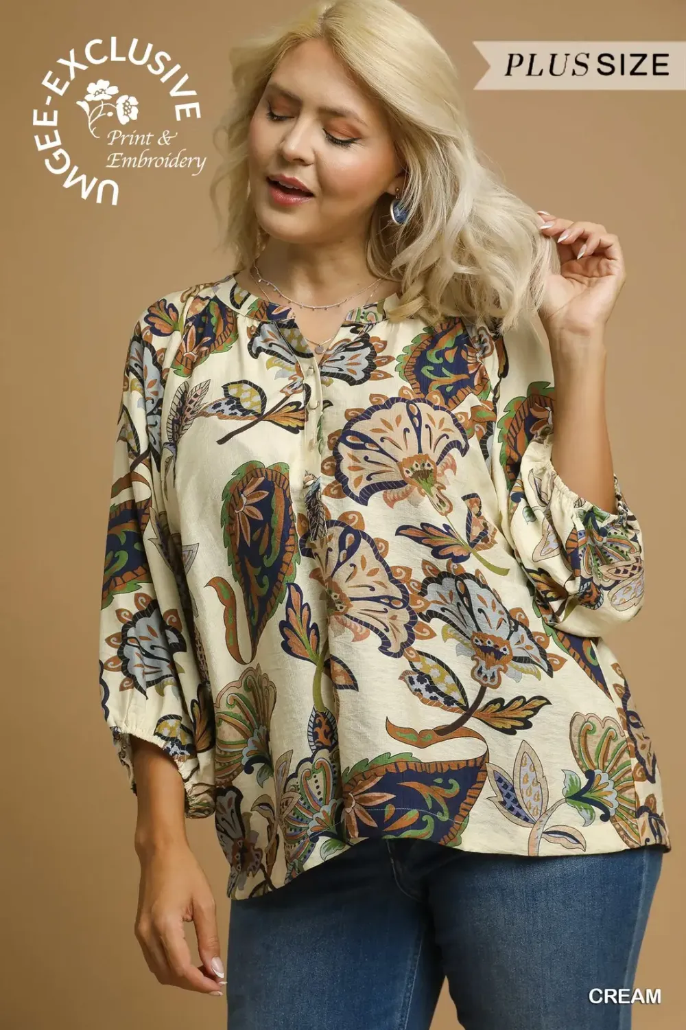 Boho Paisley Puff Sleeve Blouse WK0646