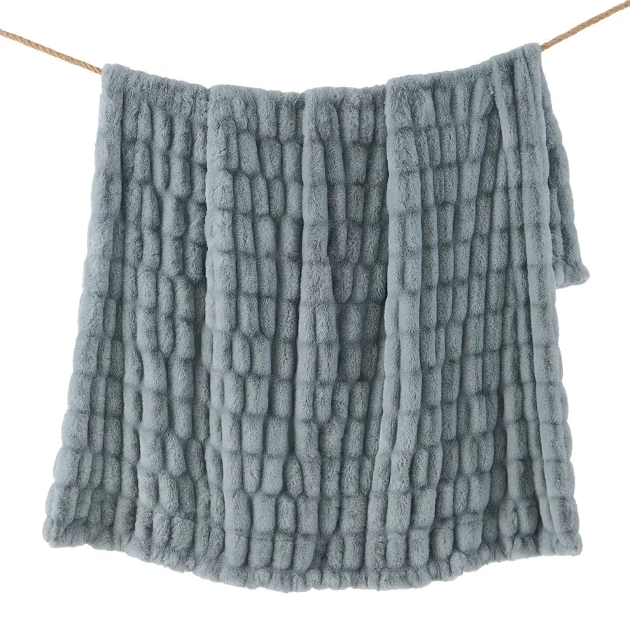 Ruched Rabbit Double Sided Oversized Throw