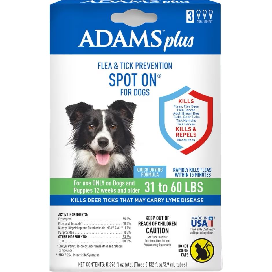 ADAMS PLUS FLEA &amp; TICK SPOT ON FOR DOGS