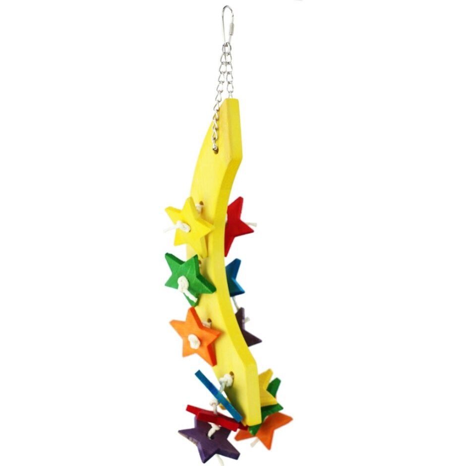 A&amp;E HAPPY BEAKS WOOD MOON &amp; STARS BIRD TOY
