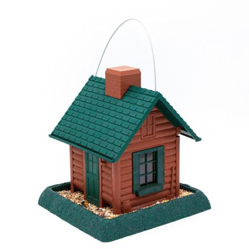 North States Village Collection Brown Log Cabin Hopper Bird Feeder  5 lb. Capacity