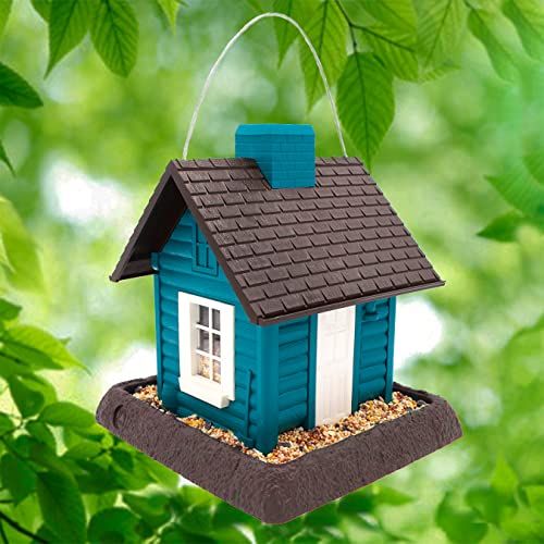 North States Village Collection Lakeside Cabin Birdfeeder: Easy Fill and Clean. Hanging or Pole Mount. Made in USA. 5 Pound Seed Capacity (10.25&quot; X 10