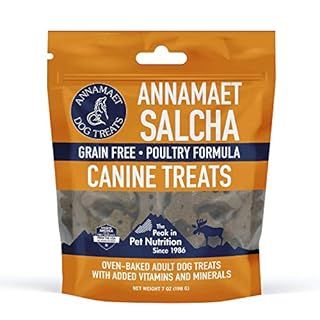Annamaet Grain-Free Salcha Dog Treats Poulet Formula with Chicken &amp; Duck, 7-oz Bag (B08T27MYDT)