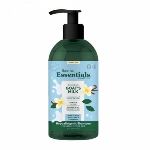 Tropiclean Essentials Goats Milk Shampoo for Dogs, Puppies &amp; Cats 16 oz