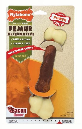 Nylabone Femur Bone Rawhide Alternative Power Chew Durable Dog Toy Bacon Flavor Large/Giant - Up to 50 lbs.