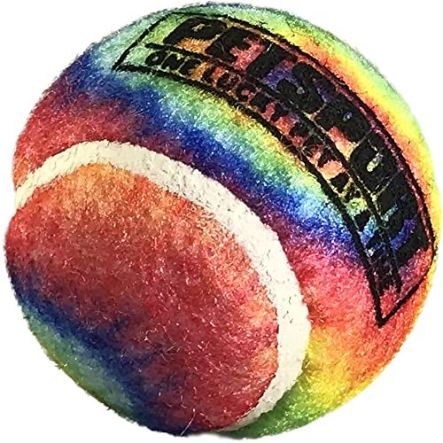 Petsport Tie Dye Squeak Tennis Ball for Dogs