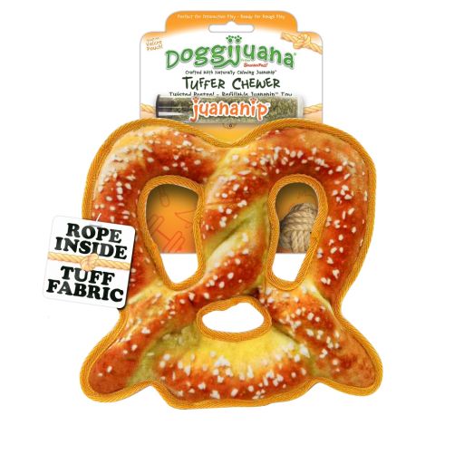 Doggijuana Tuffer Chewer Refillable Pretzel Dog Toy Medium, Assorted