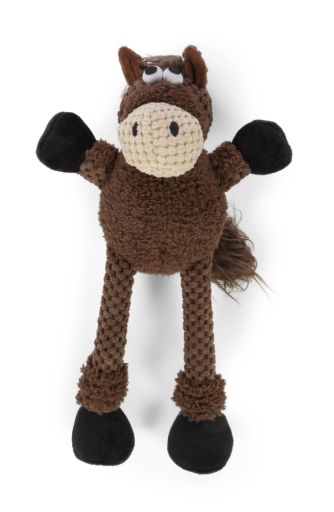 goDog Checkers Skinny Horse Squeaky Plush Dog Toy  Chew Guard Technology - Large