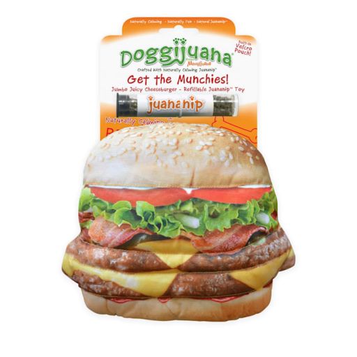 Doggijuana Get the Munchies Refillable Cheeseburger Dog Toy, Medium