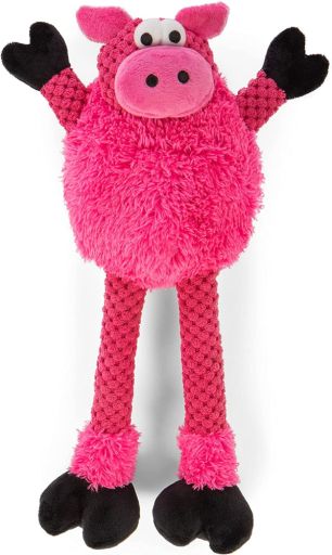 goDog Checkers Skinny Pig Squeaky Plush Dog Toy  Chew Guard Technology - Large