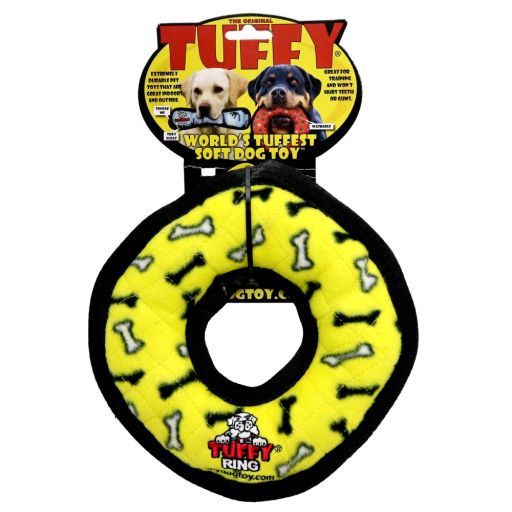 Tuffy s Medium Ring Durable Dog Toy with Squeakers  Yellow