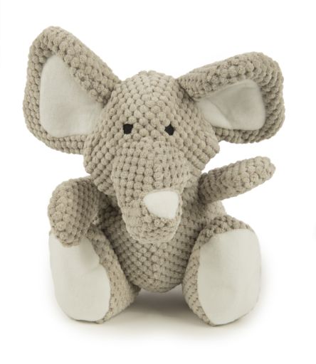 goDog® Checkers™ Elephant with Chew Guard Technology™  Durable Plush Squeaker Dog Toy  Large  Gray