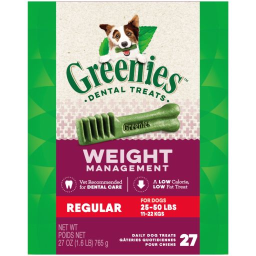 Greenies Weight Management Regular Size Natural Dental Dog Treats  27 oz. Pack (27 Treats)