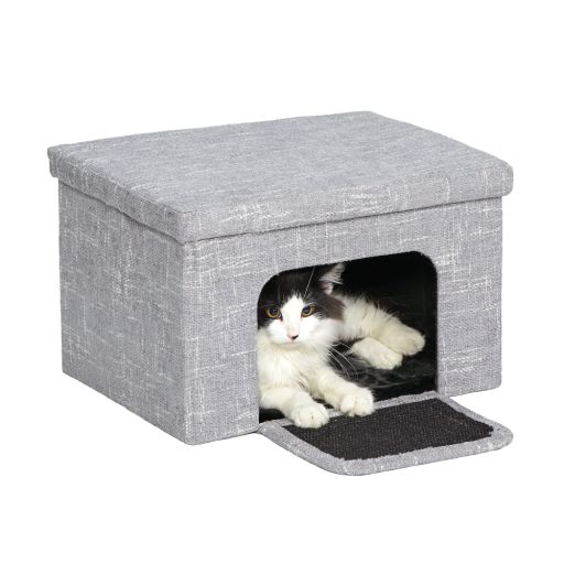 Midwest Curious Cube Cottage for Cat  10.68  H  5 LBS  Silver/Black