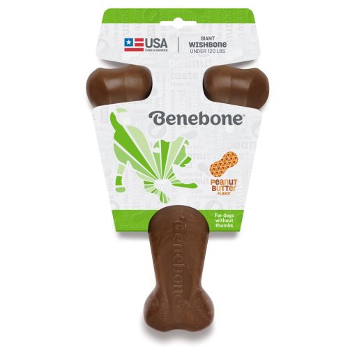 Benebone Wishbone Durable Dog Chew Toy for Aggressive Chewers Real Peanut Flavor