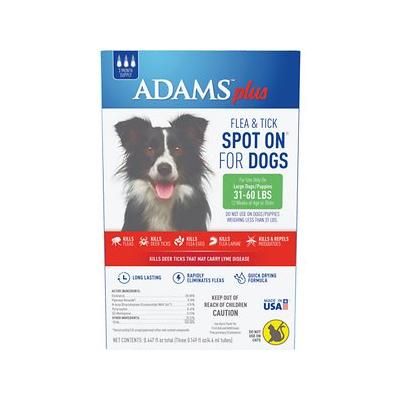 Adams Plus Fleas and Tick Prevention Spot On for Dogs Topical Large Dogs 31-60 Pounds  3 Month Supply  Refill