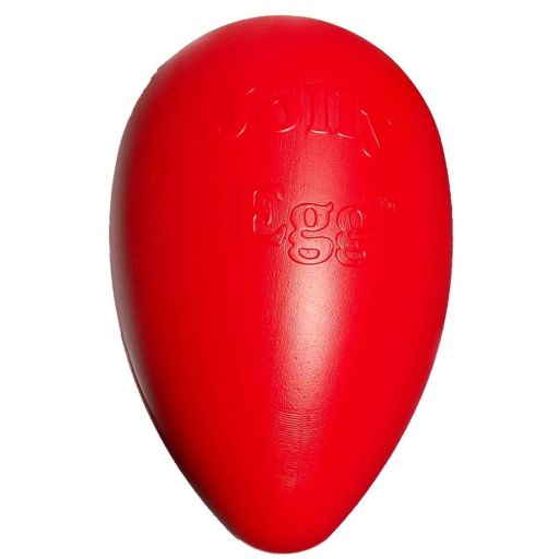 Jolly Pet Egg Hard Plastic Dog Toy Red  SM  8 in