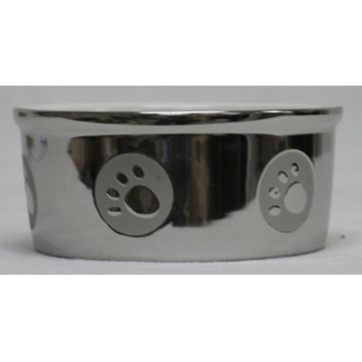 Ethical Pet Round Paw Print Titanium Dog Dish