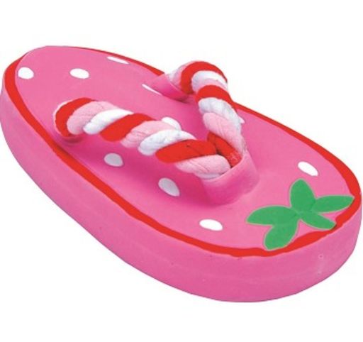 Lil Pals Latex &amp; Rope Strawberry Flipflop by Coastal Pet