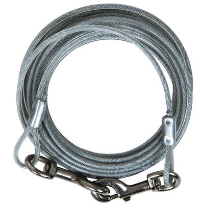 Aspen Pet Silver Vinyl Coated Cable Dog Tie Out Cable Large