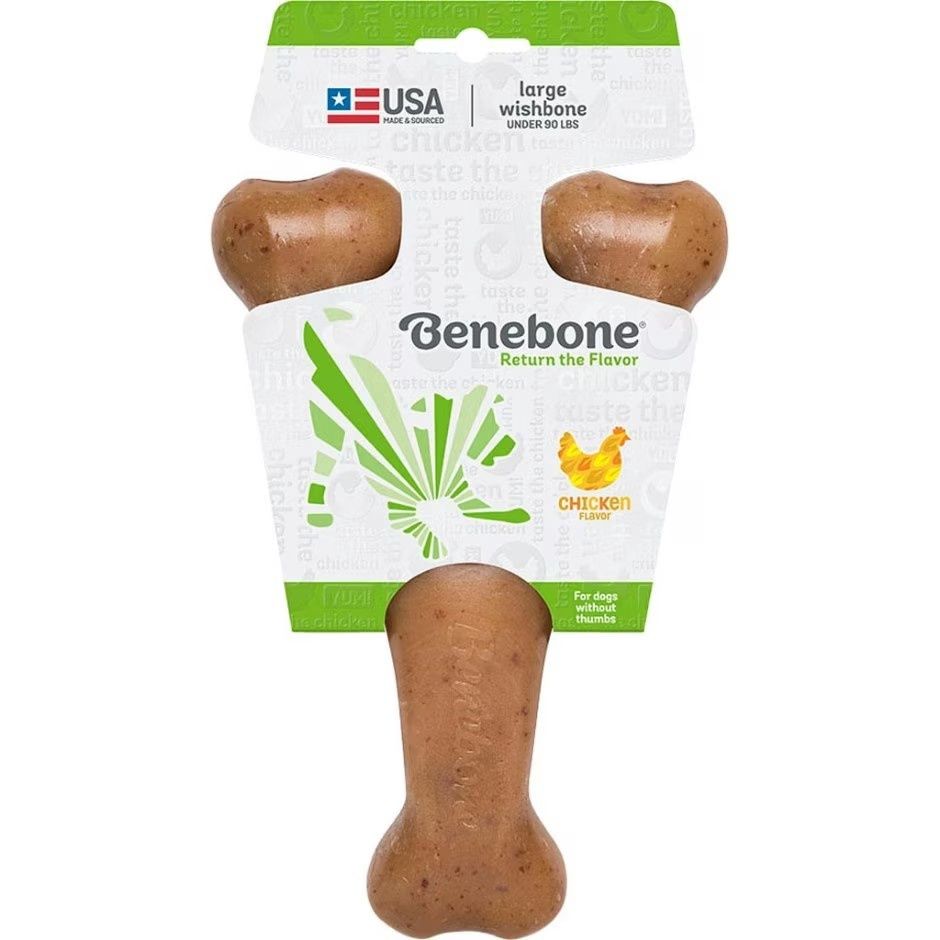 Benebone Real Chicken Durable Wishbone Dog Chew Toy Large