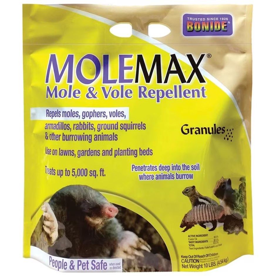 Bonide Mole Max Mole &amp; Vole Repellent Granules Ready-to-Use, Size: 10 lbs