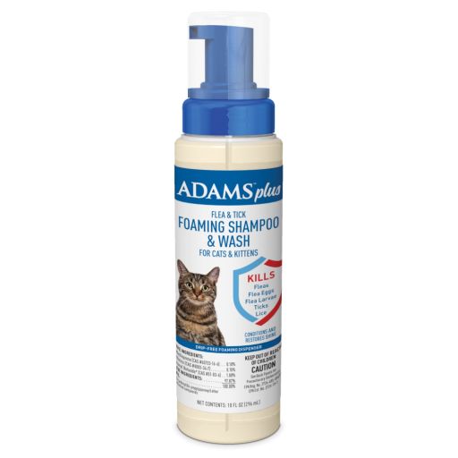 Adams Plus Flea &amp; Tick Foaming Shampoo &amp; Wash for Cats &amp; Kittens  10 Ounces