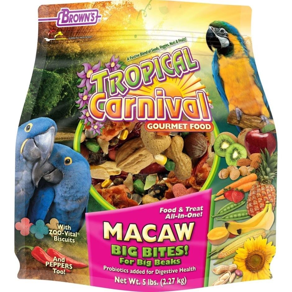 Brown&#39;s Tropical Carnival Macaw Big Bites 5 Lb