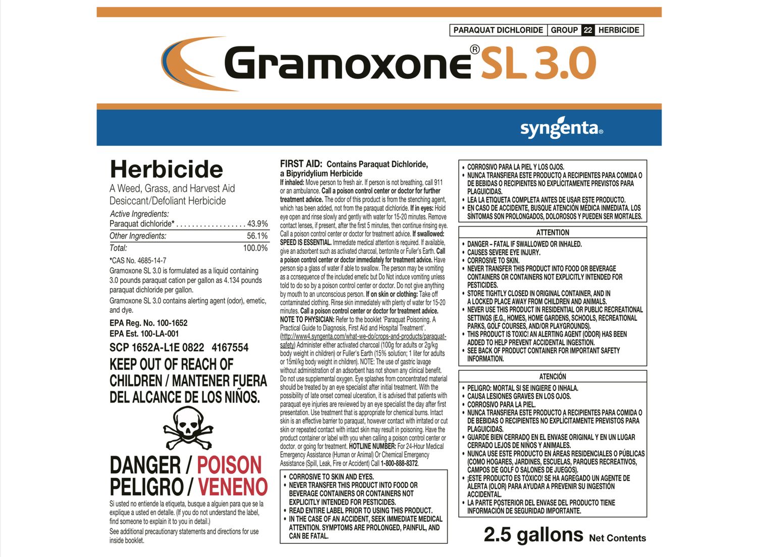 GRAMOXONE SL 3.0 (2.5 GAL) (Paraquat)