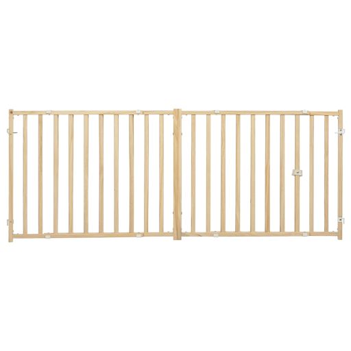 Midwest Home for Pets Extra-Wide Wooden Dog Gate  24  High Pet Gate Expands from 50  - 94  inches  Natural Wood