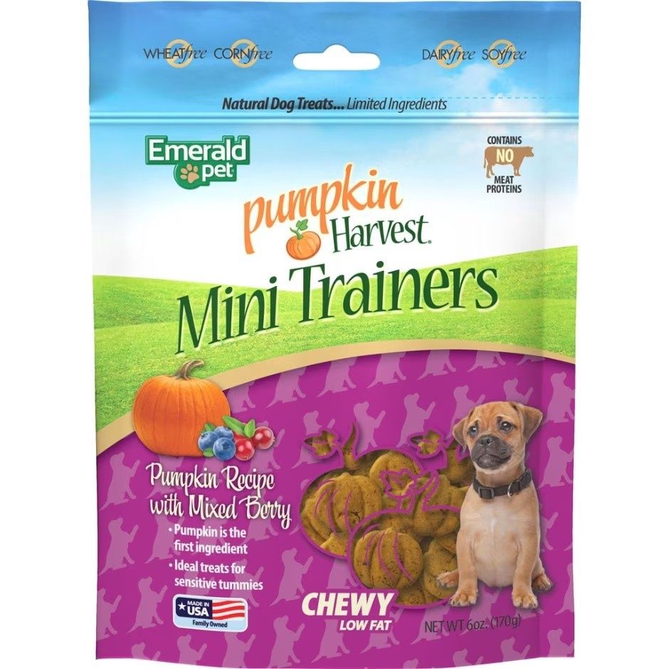 EMERALD PET PUMPKIN HARVEST TRAINERS CHEWY DOG TREATS, Flavor: Berry