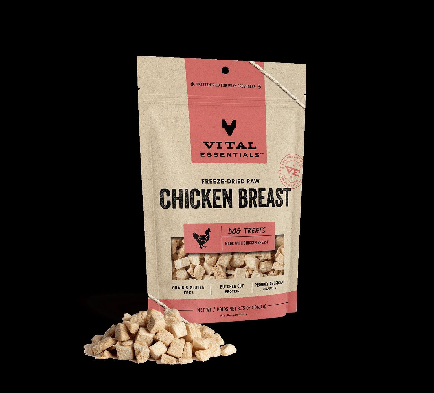 Vital Essentials Freeze-Dried Raw Chicken Breast Dog Treats, Size: 3.75 oz