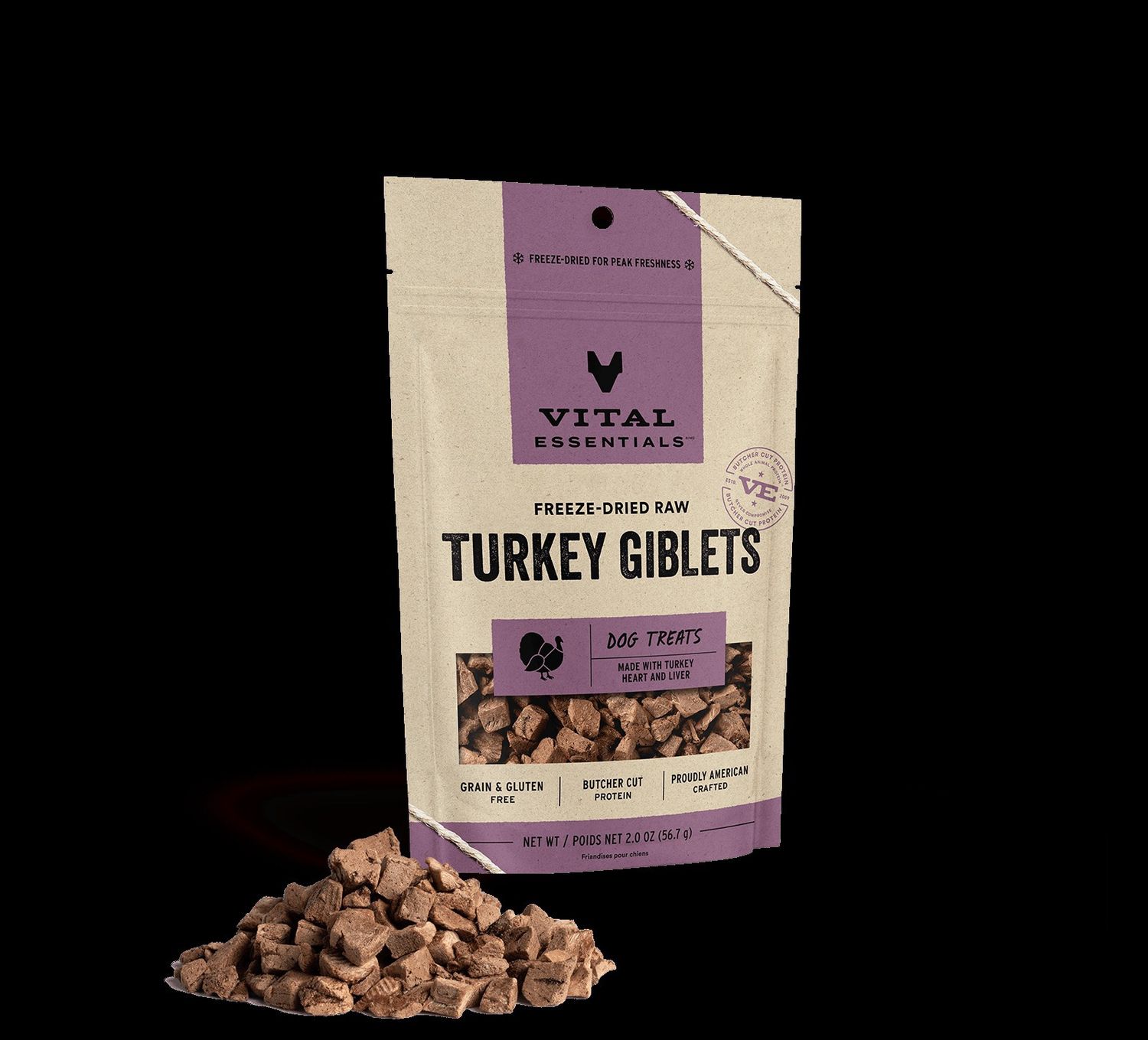 Vital Essentials Freeze-Dried Raw Turkey Giblets Dog Treats