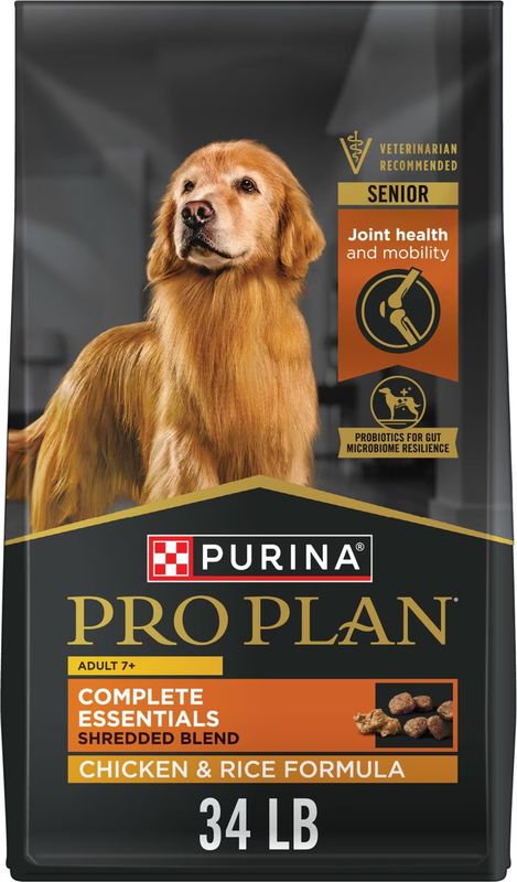 Purina Pro Plan Adult 7+ Shredded Blend Chicken &amp; Rice Formula Dry Dog Food, 34-lb bag