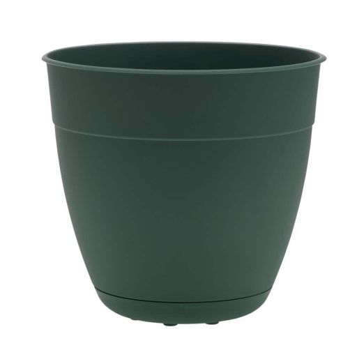 Bloem Dayton 100% Recycled Plastic Planter with Saucer: 16  - Turtle Green