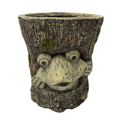 Faux Wood Frog Planter, Multi Color