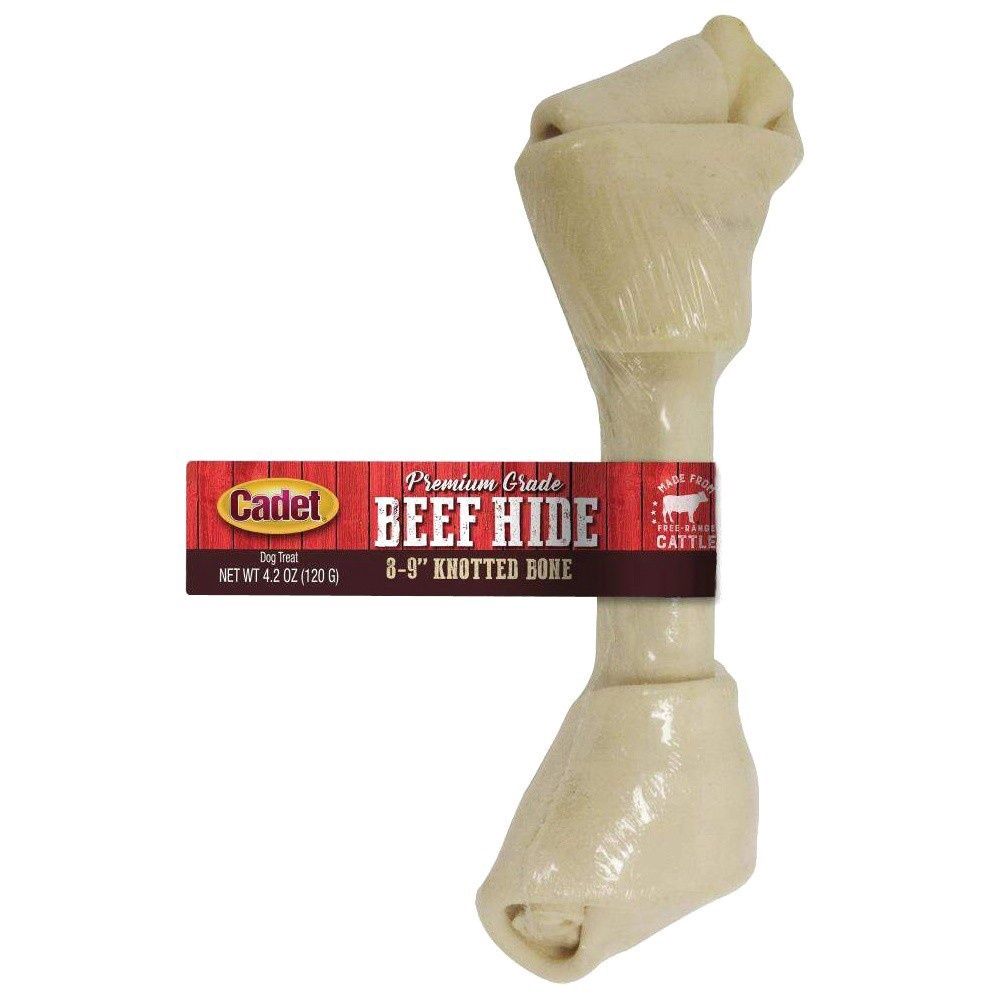 Cadet Beef Hide Knotted Bone, Size: 8-9 in