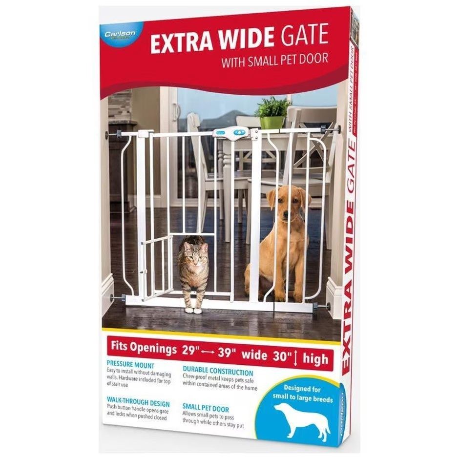 Carlson Extra Wide Gate W/ Small Pet Door