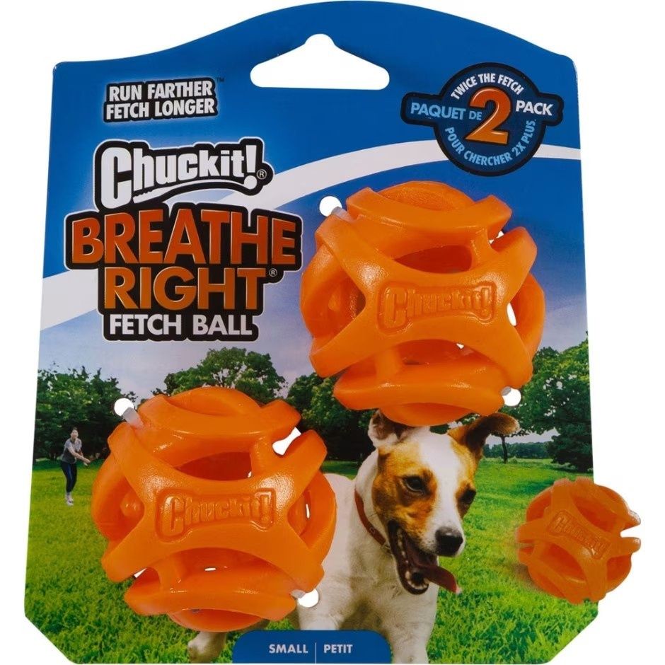 CHUCKIT! BREATHE RIGHT FETCH BALL, Size: Small, 2 Pack