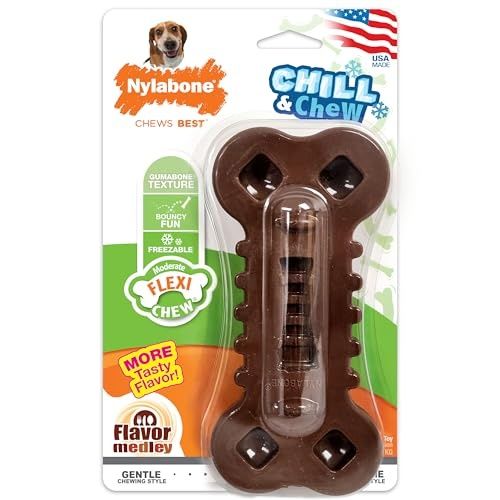 Nylabone Flexi Chew Chill &amp; Chew Toy for Dogs with Treat Pockets Medley Flavor, Medium/Wolf - up to 35 Lbs. (1 Count)