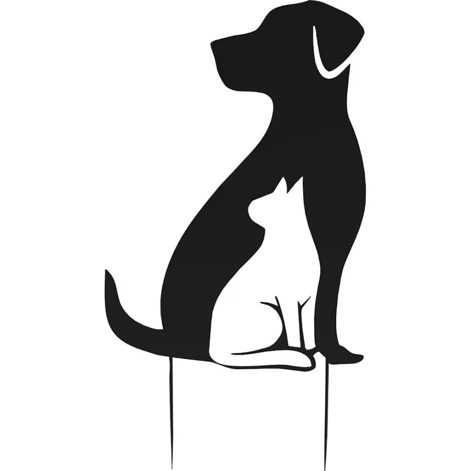 DOG WITH CAT SHADOW YARD STAKE