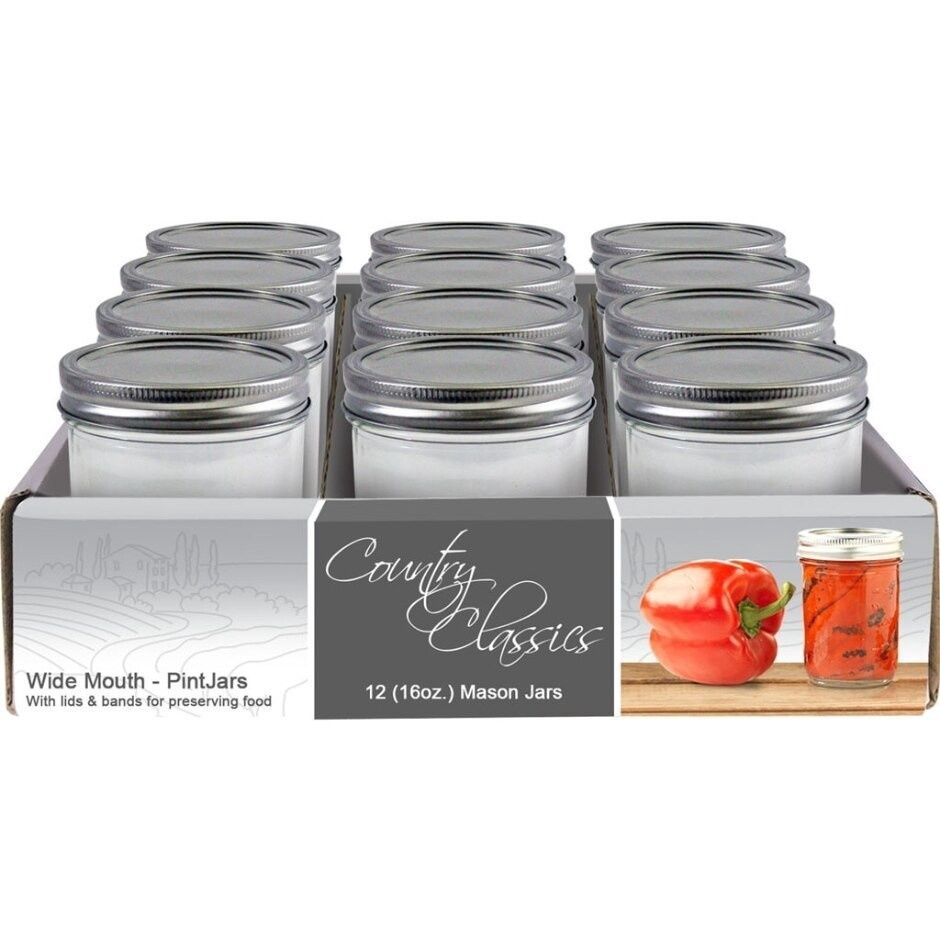 Country Classic Wide Mouth Canning Jar, Size: Pint