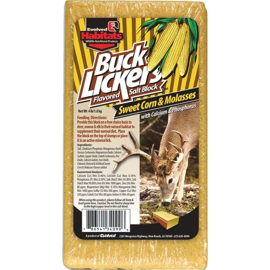 EVOLVED BUCK LICKERS FLAVORED SALT BLOCK, Flavor: MOLASSES/CORN, Size: 4-lb