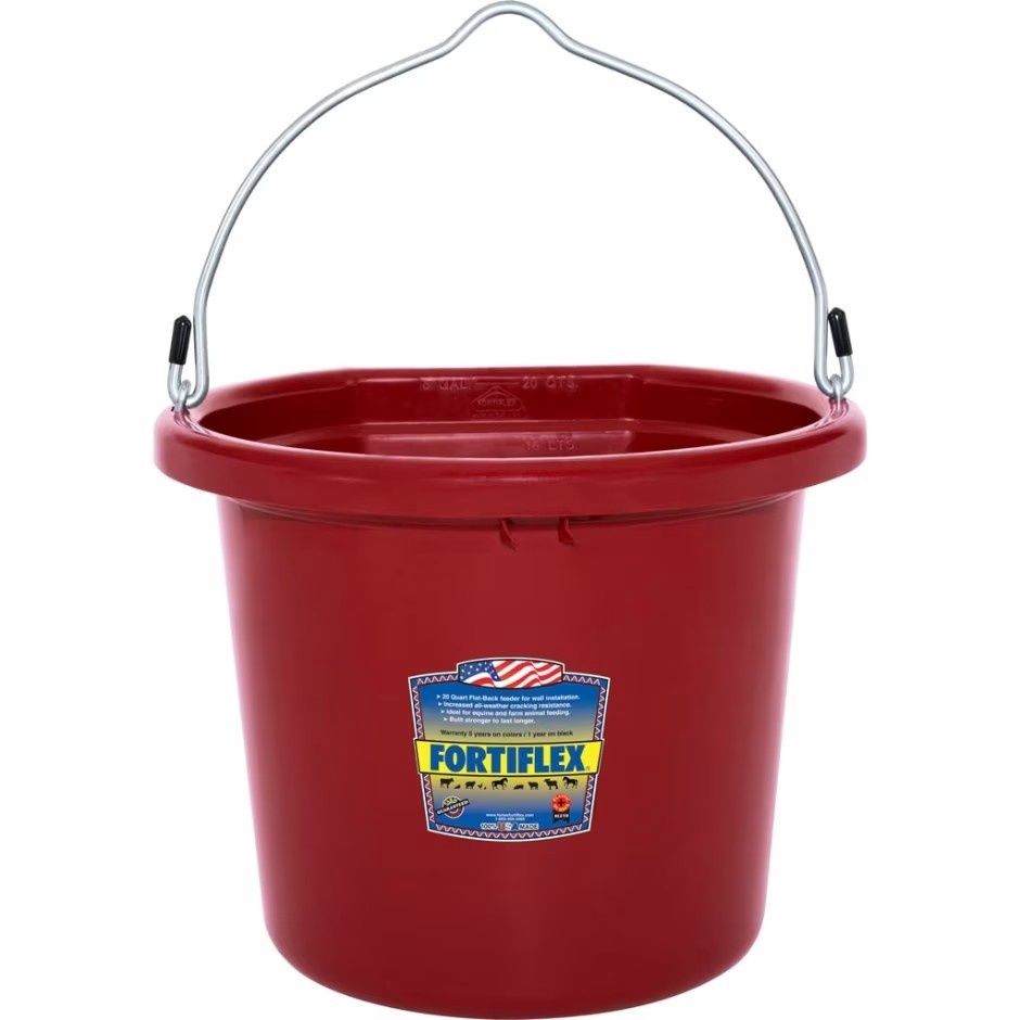 FORTIFLEX FLAT BACK BUCKET, Color: Red, Size: 20 qt