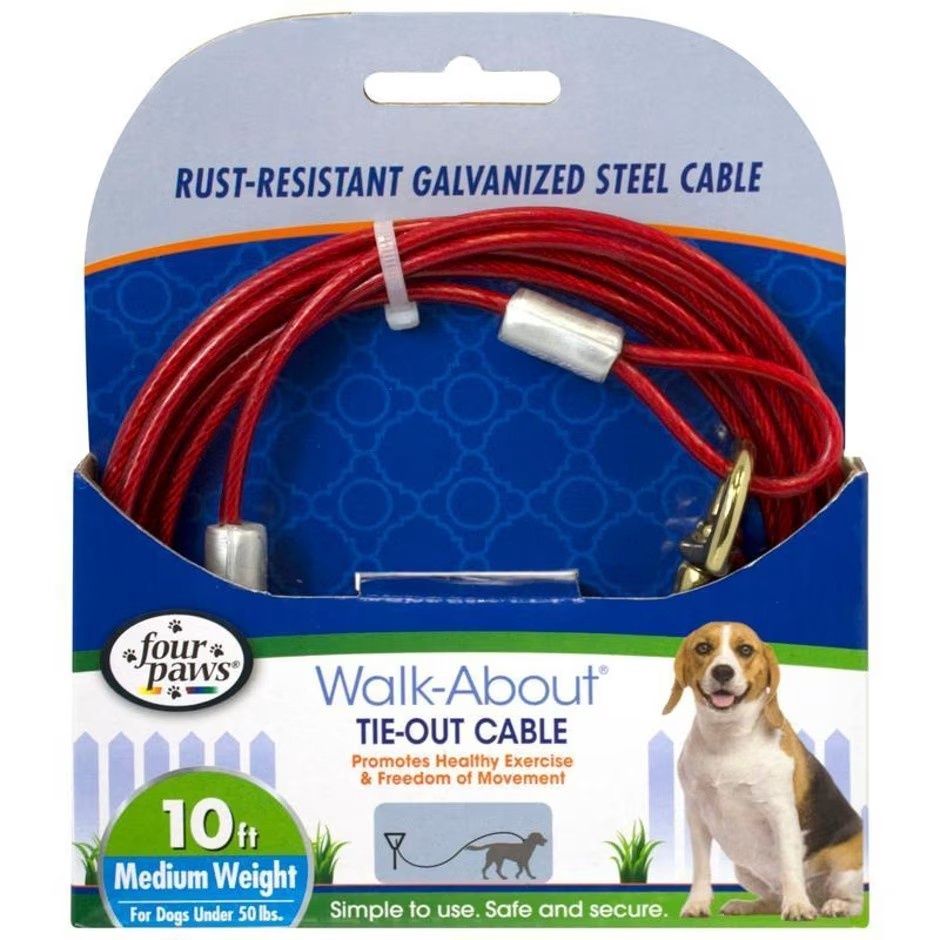 FOUR PAWS WALK-ABOUT TIE-OUT CABLE MEDIUM WEIGHT, Size: 10 FT