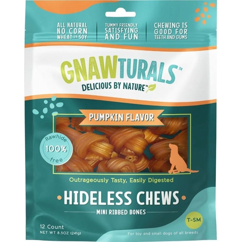 Gnawturals Chew Ribbed Bone Pumpkin, Size: Mini