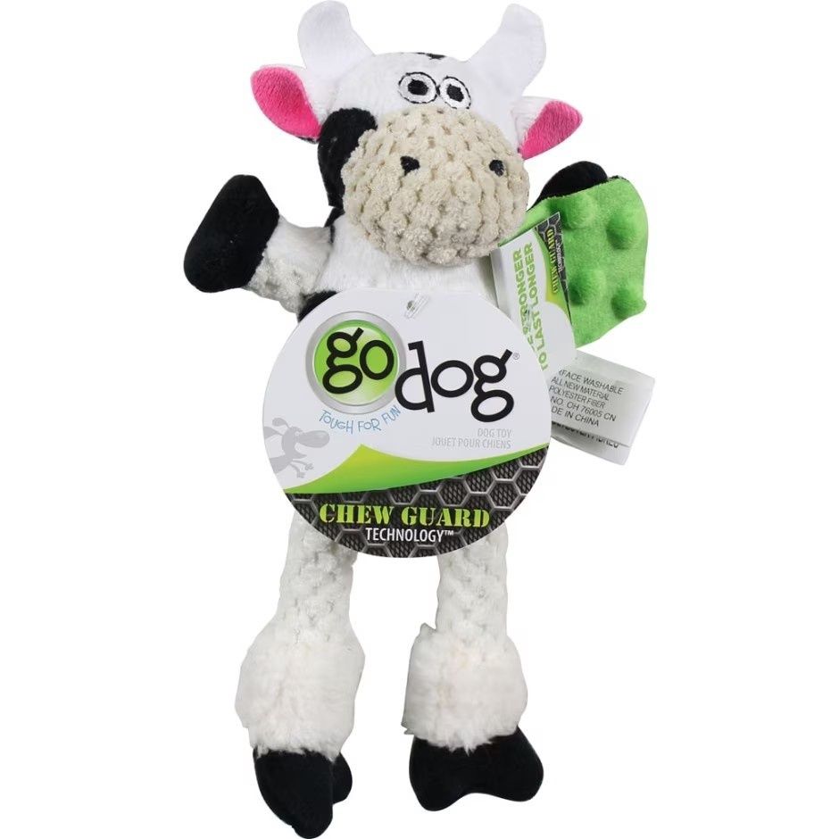 GODOG CHECKERS SKINNY COW DOG TOY, Size: MINI
