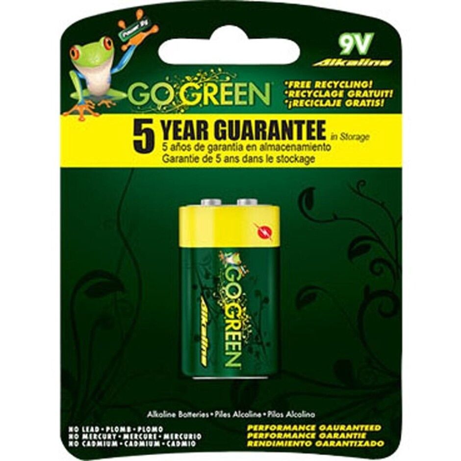 GOGREEN ALKALINE 9 VOLT BATTERY, Size: 1 pk
